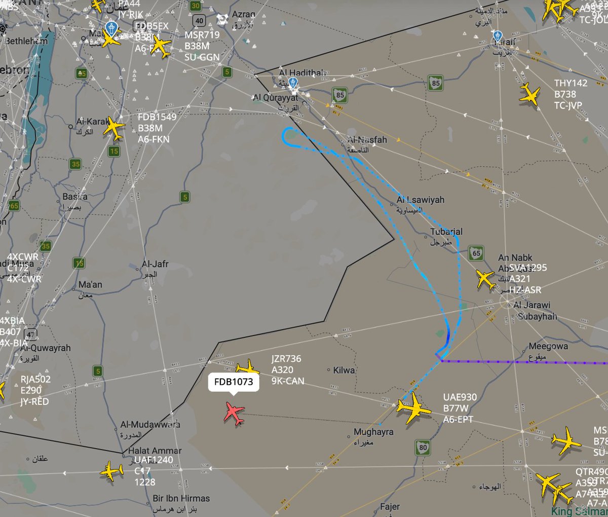 Flydubai Flight Reportedly Lands in Tabuk After 7700 Emergency Alert