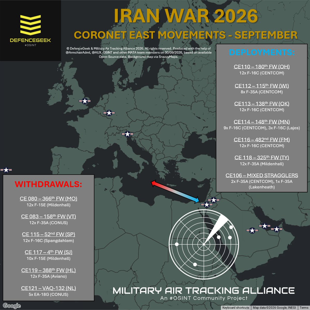 OSINT Graphic Tracks U.S. Jet Rotations in September 2026
