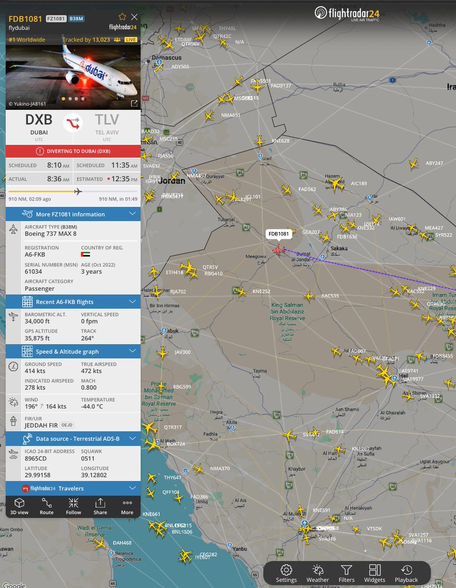 No, dear IRGC-owned Fart News, FDB1081 is safe and sound, en route to Tel Aviv, Flying on B411 and then M449 and then lands in Tel Aviv.