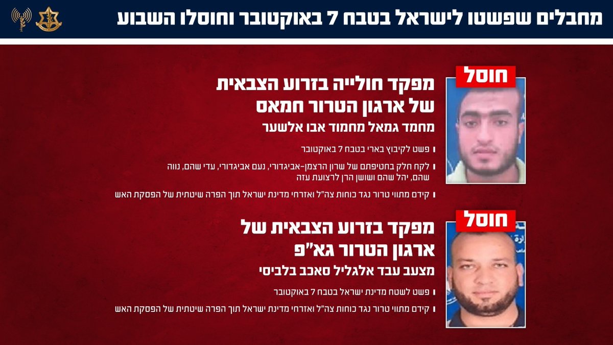 الجيش الإسرائيلي يعلن مقتل اثنين من المشاركين في هجوم 7 أكتوبر بغارات على غزة