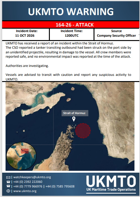 UKMTO Publishes Warning 164-26