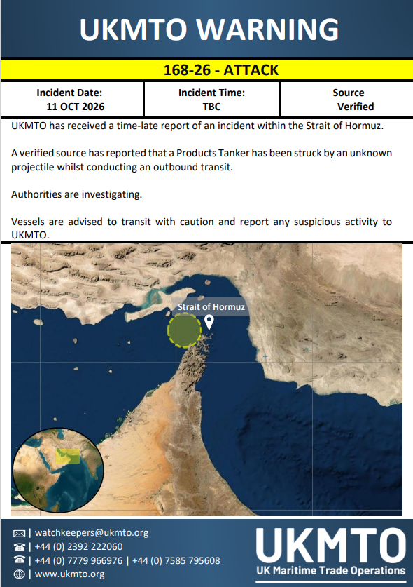 UKMTO Posts Warning 168-26