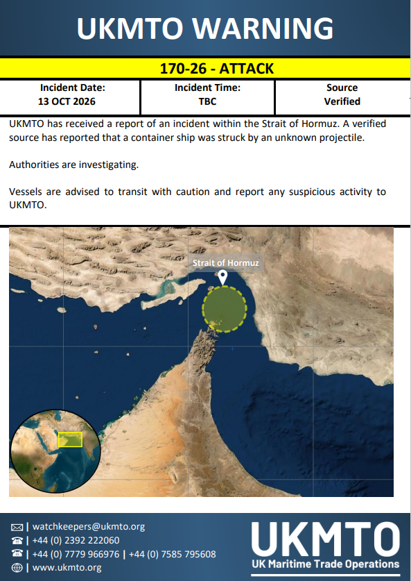 UKMTO Issues Maritime Security Warning 170-26
