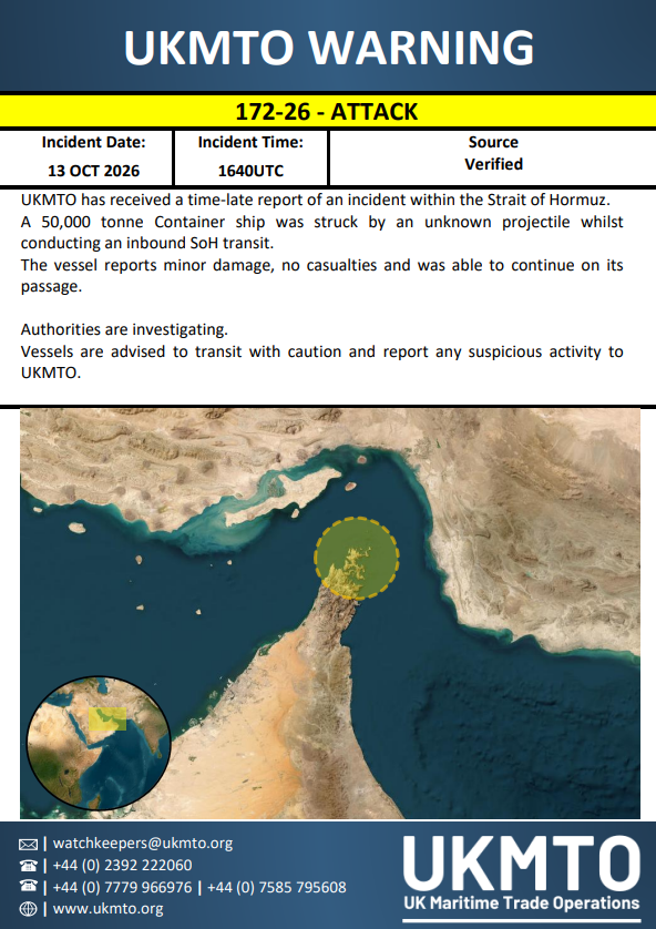 UKMTO Issues Maritime Security Warning 172-26
