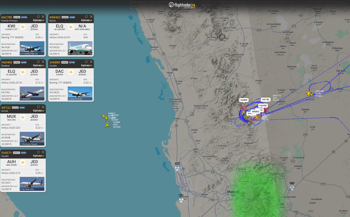 Holding Pattern Observed Northeast of Jeddah Airport