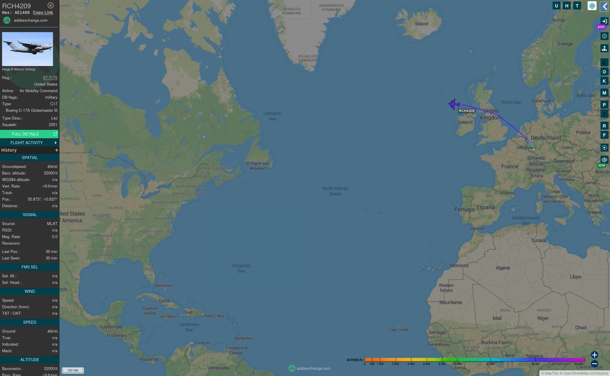 USAF C-17 AE1468, Callsign RCH4209, Reportedly Carrying Defense Secretary Home