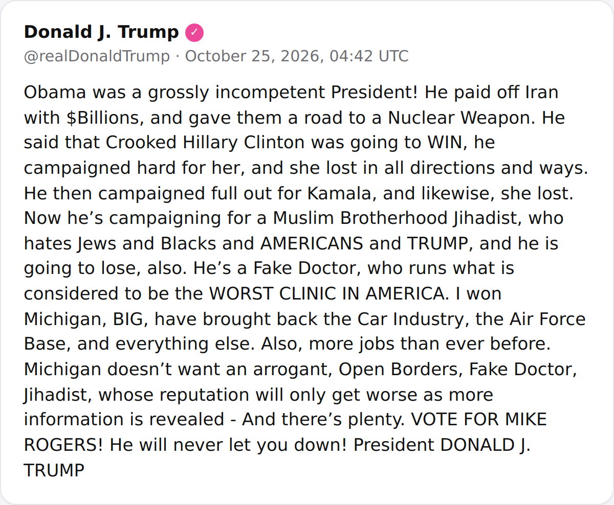 President Trump Endorses Mike Rogers in Michigan