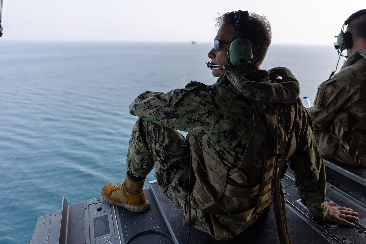 On the left: Secretary of #Iran's regime's SNSC Mohsen Rezaei telling state media in September that “the Strait of Hormuz is completely closed."
On the right: U.S. Central Command Commander Admiral Brad Cooper visiting the Strait of Hormuz on Sunday, with CENTCOM announcing it helped regional partners export more than 1.5 billion barrels of crude oil since the summer.